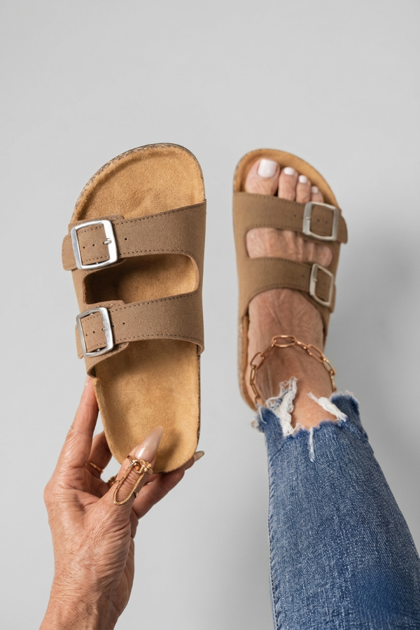 Womens Open Toe Comfort Sandals Cushioned Footbed