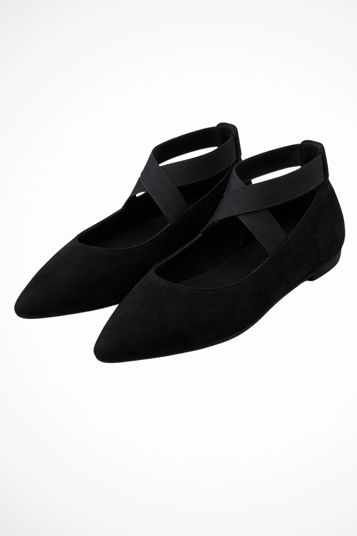 Womens Pointed Toe Ankle Strap Ballet Flats
