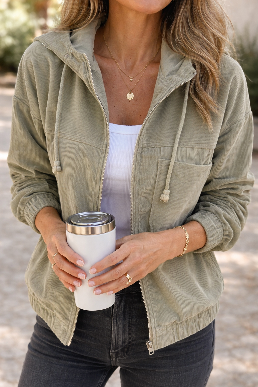 Womens Hooded Zip Jacket Lightweight Sporty Layer