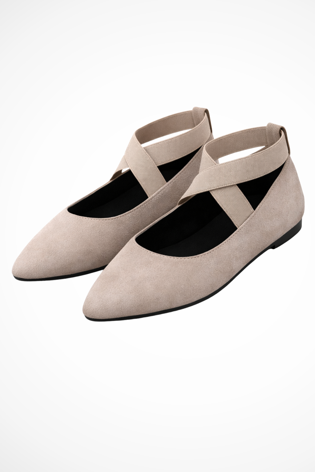 Womens Pointed Toe Ankle Strap Ballet Flats