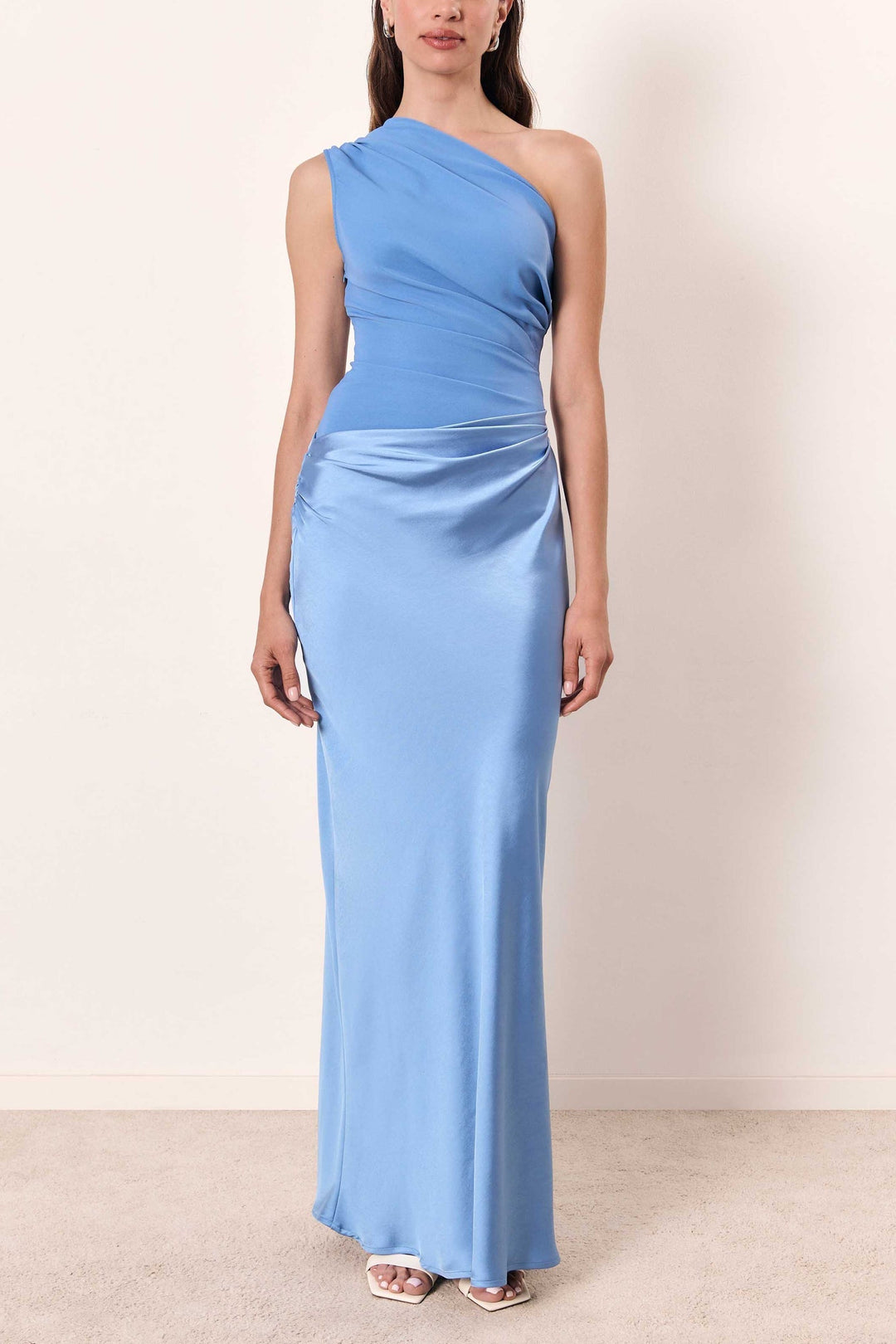 Elegant One Shoulder Pleated Maxi Dress for Evening