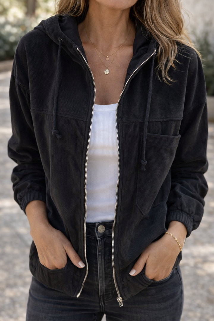 Womens Hooded Zip Jacket Lightweight Sporty Layer