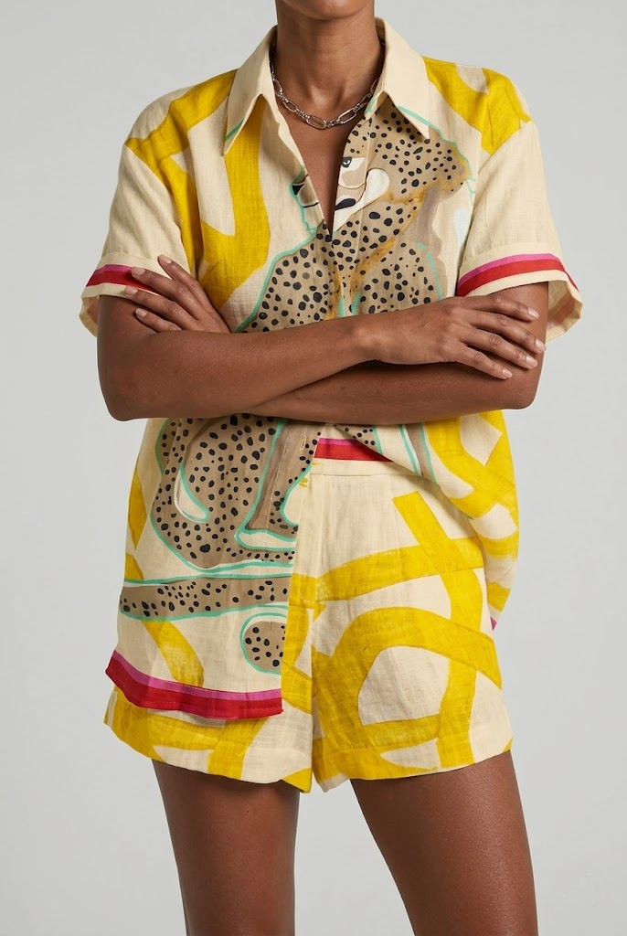 Womens Linen Top and Wide Leg Trousers Matching Set Summer