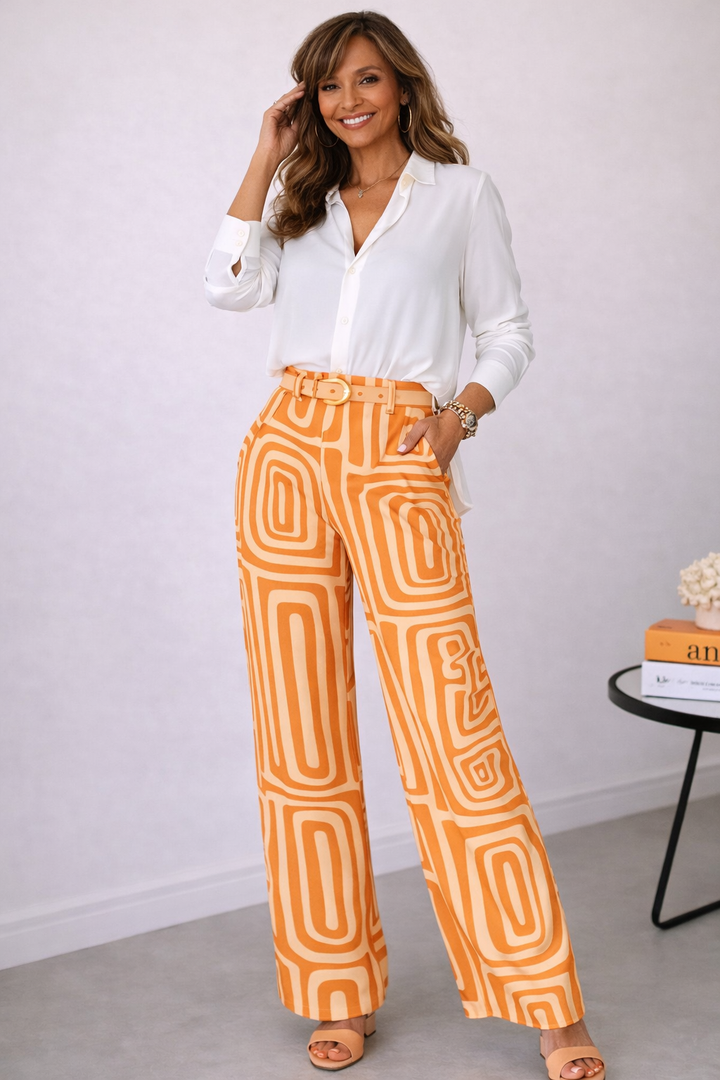 Womens Elegant Wrap Top and Trousers Set