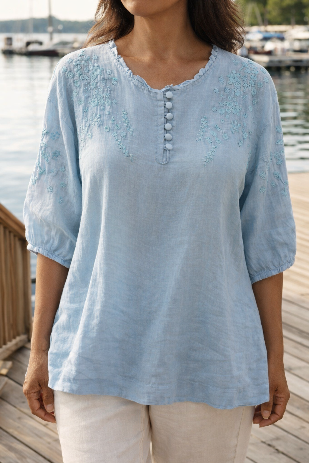 Womens Floral Button Front Blouse