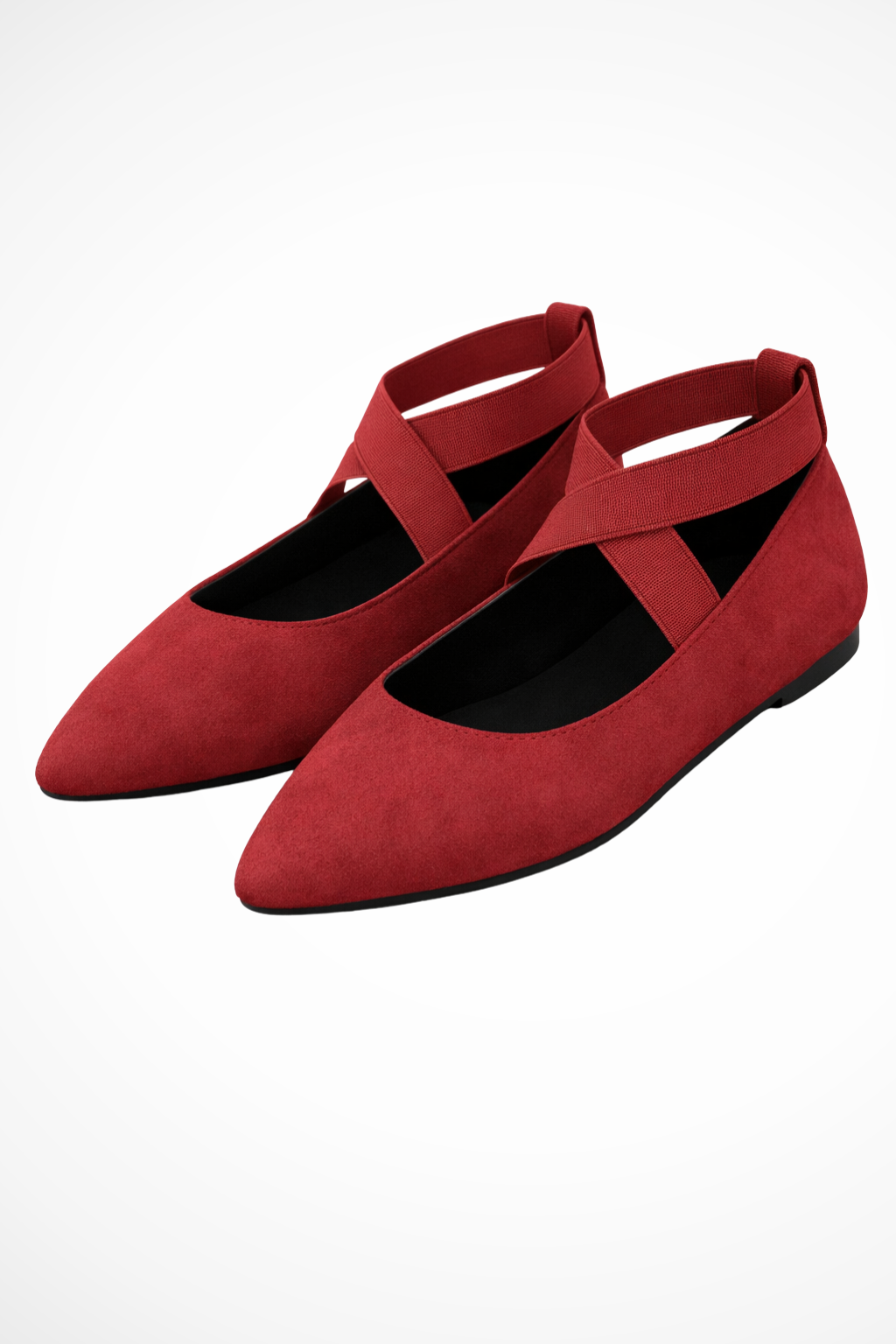 Womens Pointed Toe Ankle Strap Ballet Flats