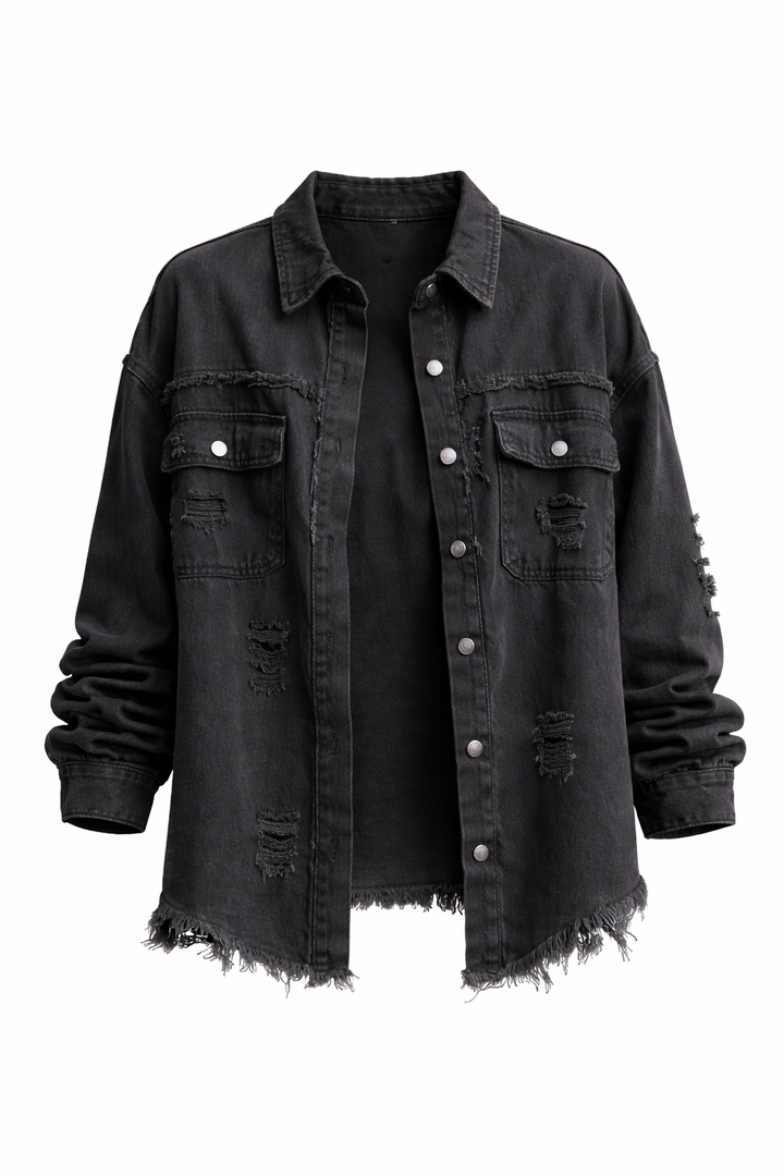 Womens Vintage Inspired Denim Jacket Relaxed Fit