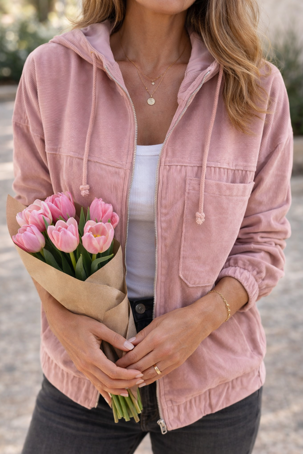 Womens Hooded Zip Jacket Lightweight Sporty Layer