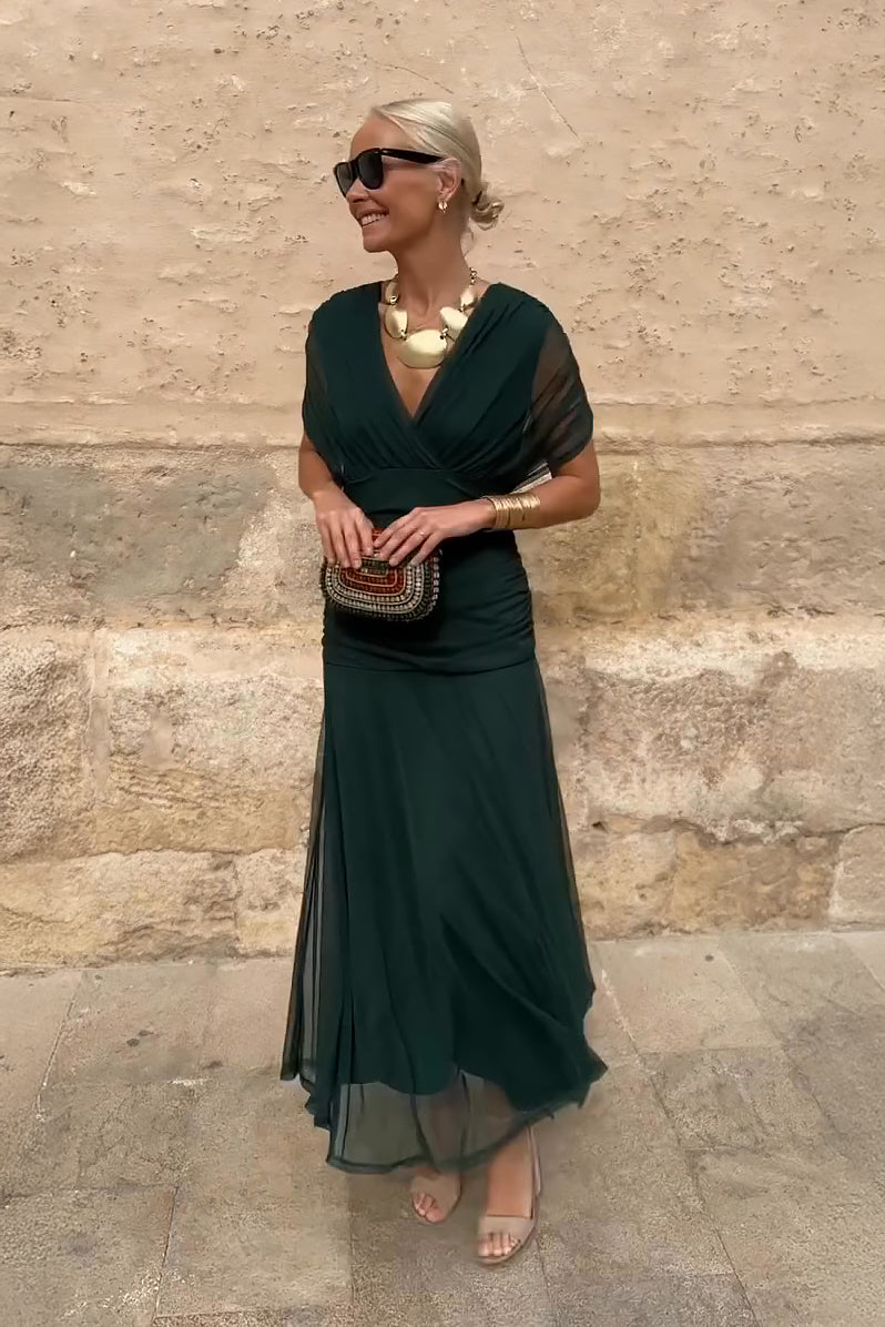 Elegant V Neck Fantasy Party Maxi Dress Evening Wear