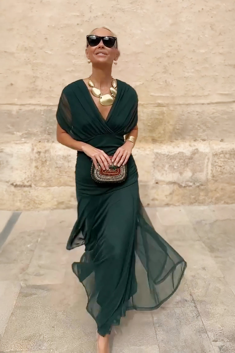 Elegant V Neck Fantasy Party Maxi Dress Evening Wear