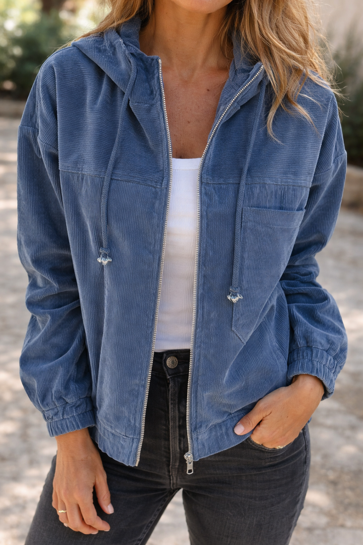 Womens Hooded Zip Jacket Lightweight Sporty Layer