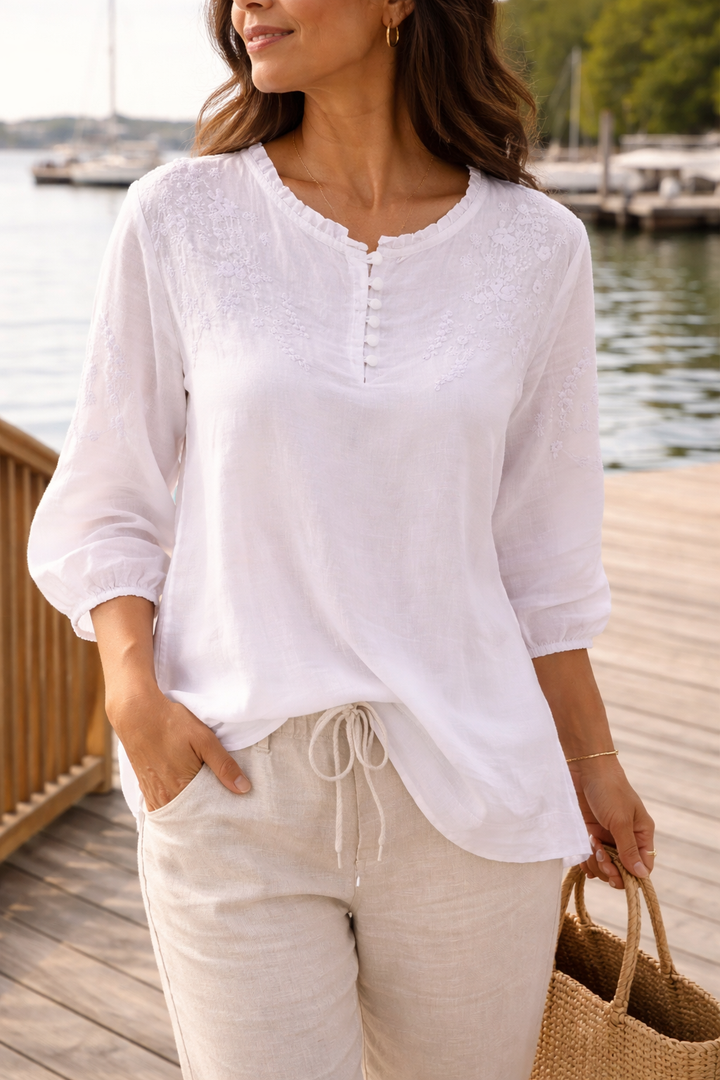 Womens Floral Button Front Blouse