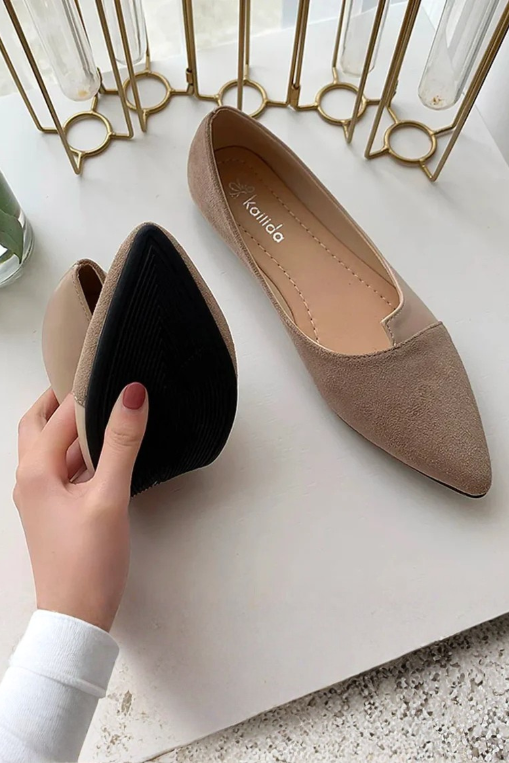 Womens Pointed Toe Slip On Ballet Flats