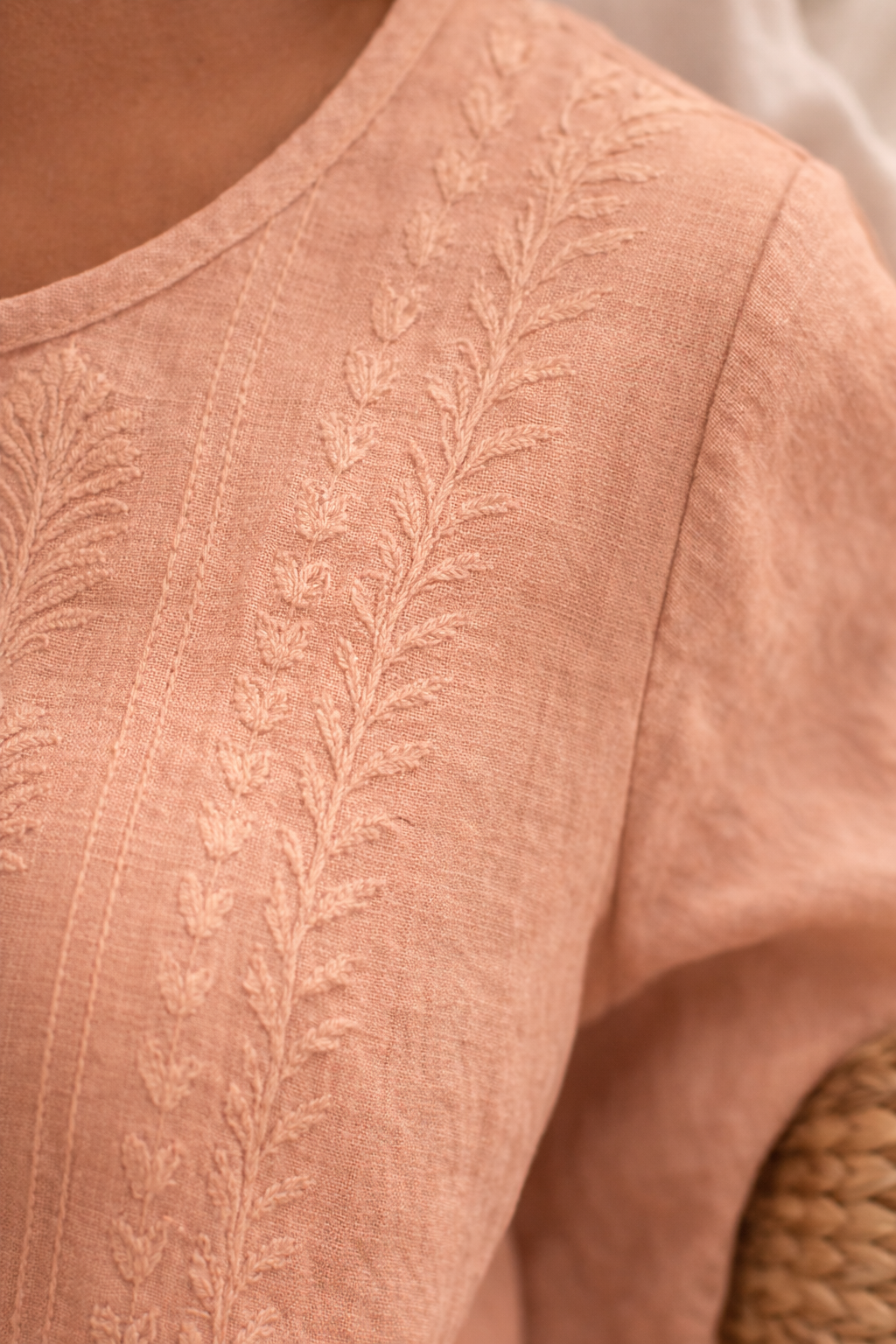 Womens Floral Embroidered Blouse Breezy Fit