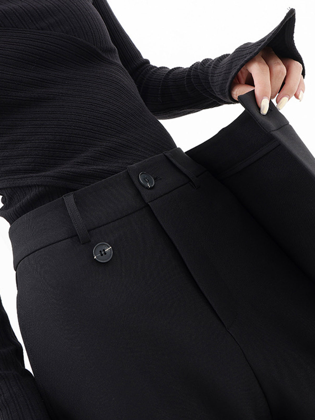 Womens Asymmetric Waist Baggy Trousers Relaxed Fit Statement