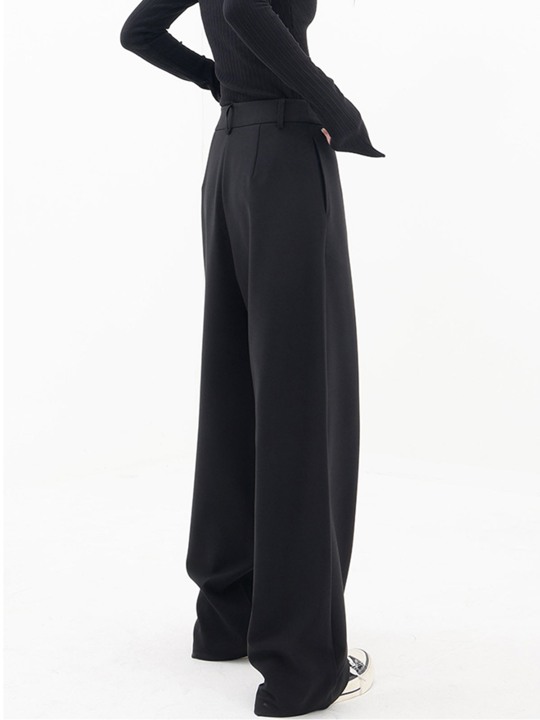 Womens Asymmetric Waist Baggy Trousers Relaxed Fit Statement