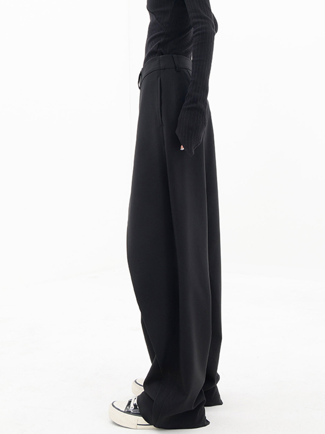Womens Asymmetric Waist Baggy Trousers Relaxed Fit Statement
