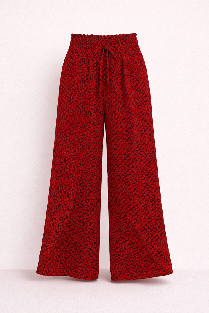 Womens Wide Leg Geometric Print Trousers Flowy Relaxed Fit