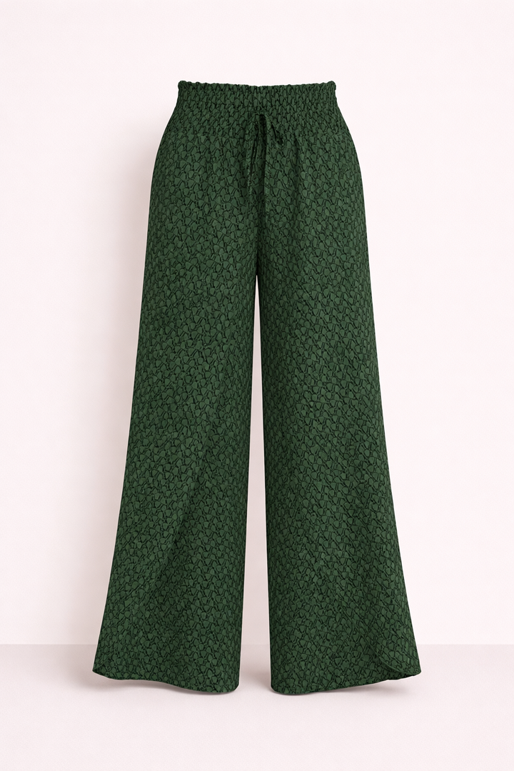 Womens Wide Leg Geometric Print Trousers Flowy Relaxed Fit
