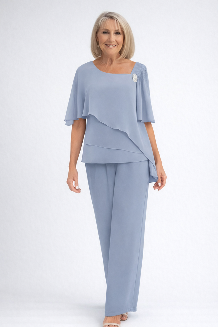 Womens Elegant Formal Navy Overlay Two Piece Set