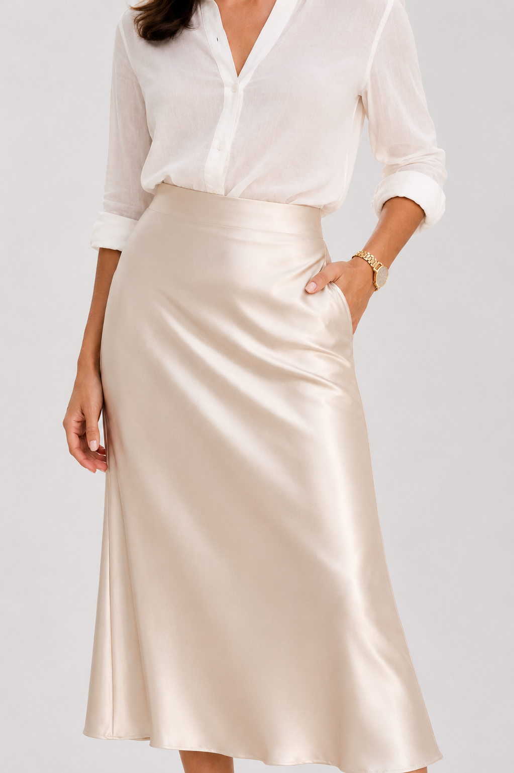 Luxe Satin Midi Skirt