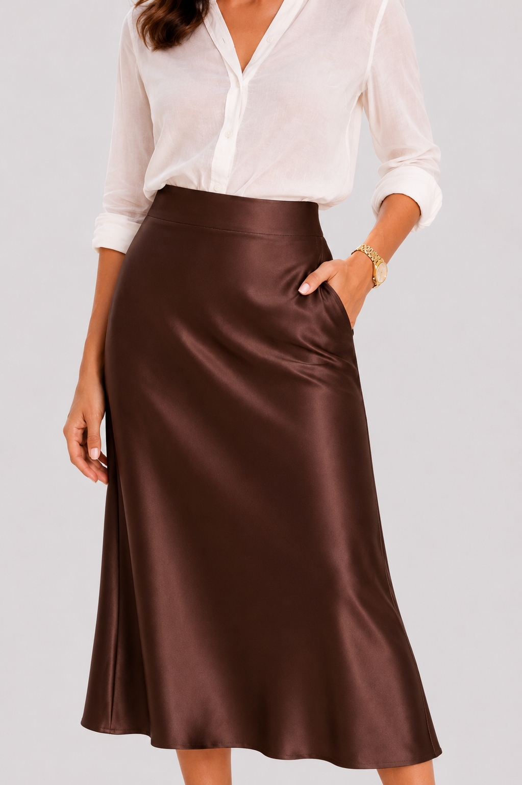Luxe Satin Midi Skirt
