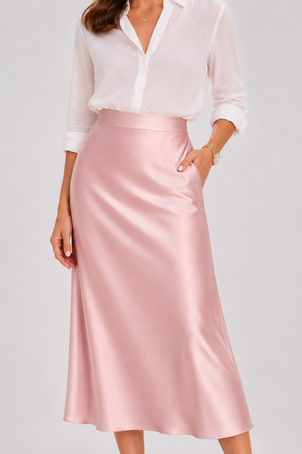 Luxe Satin Midi Skirt
