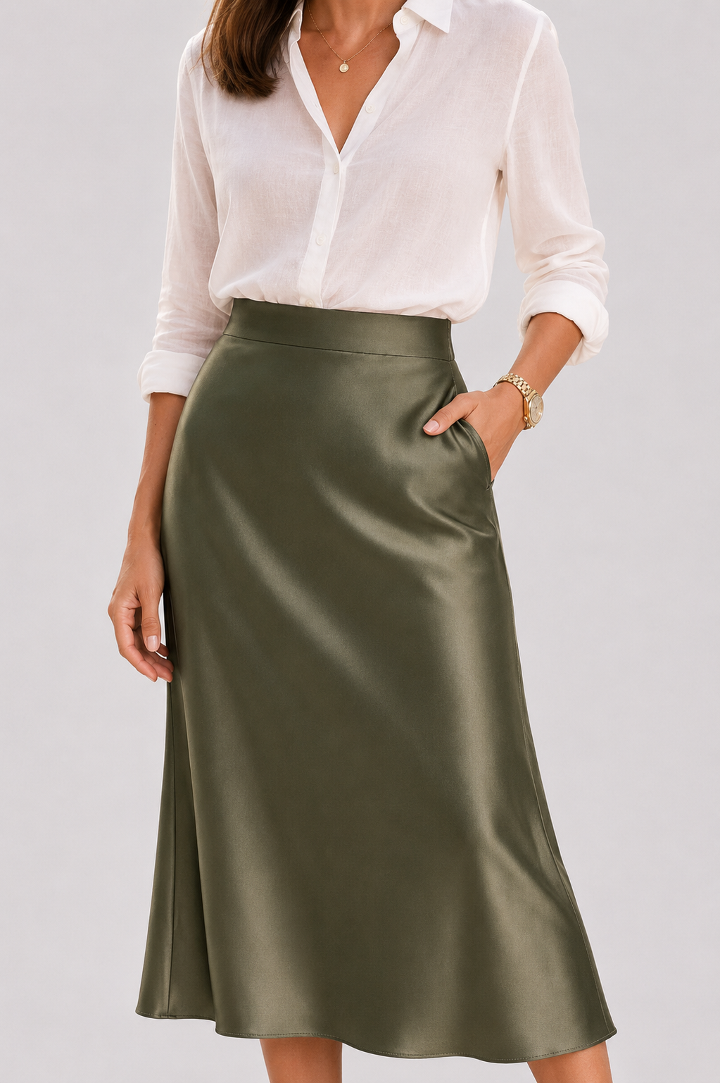 Luxe Satin Midi Skirt