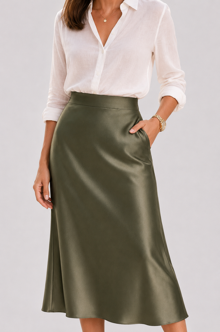 Luxe Satin Midi Skirt