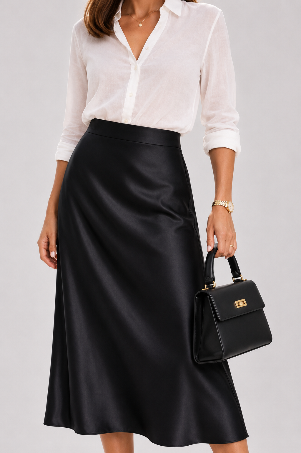 Luxe Satin Midi Skirt