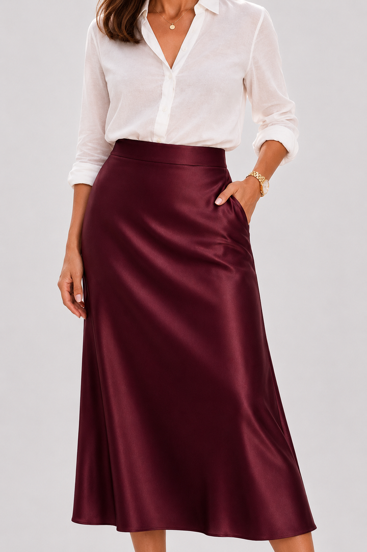 Luxe Satin Midi Skirt