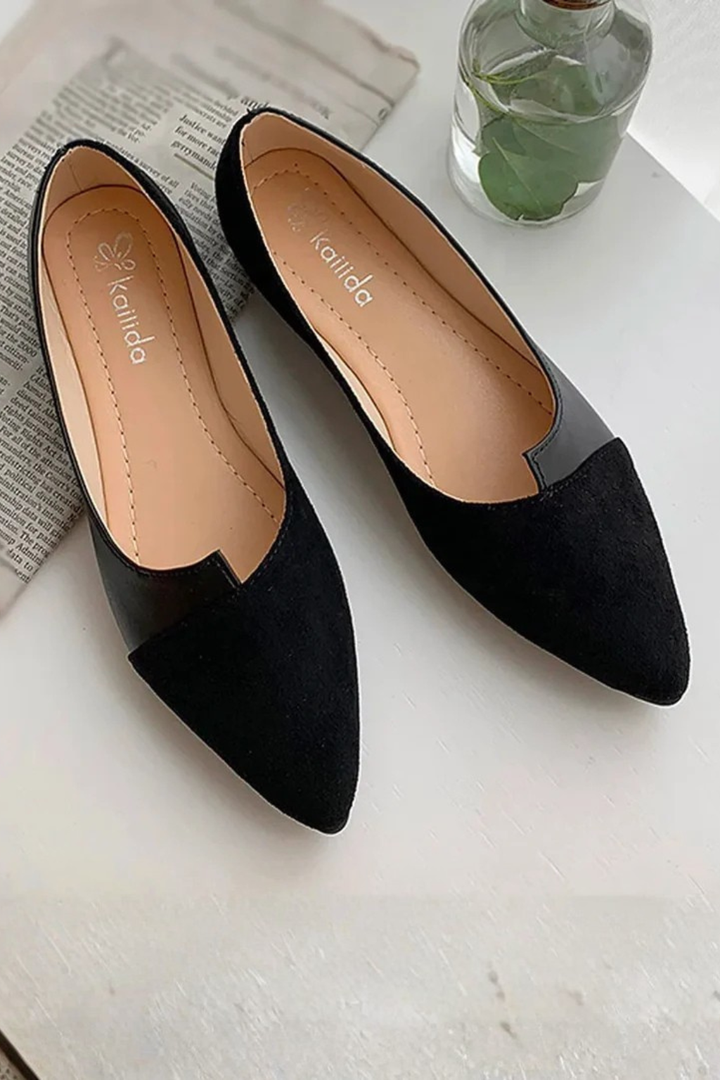 Womens Pointed Toe Slip On Ballet Flats