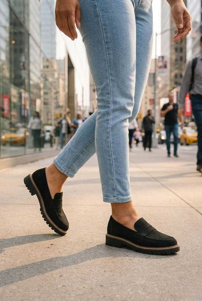 Womens Chunky Sole Rounded Toe Ballet Flats