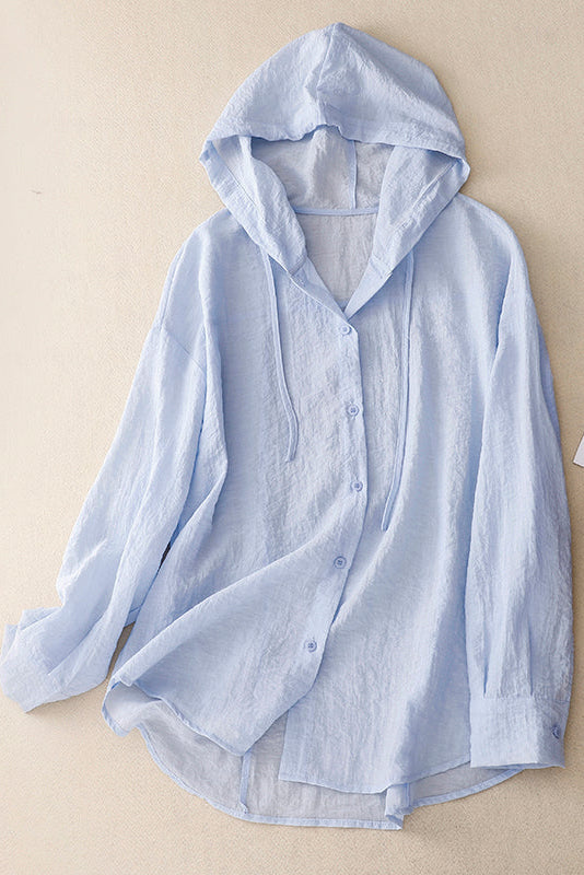 Womens Lightweight Button Hoodie Summer Layer