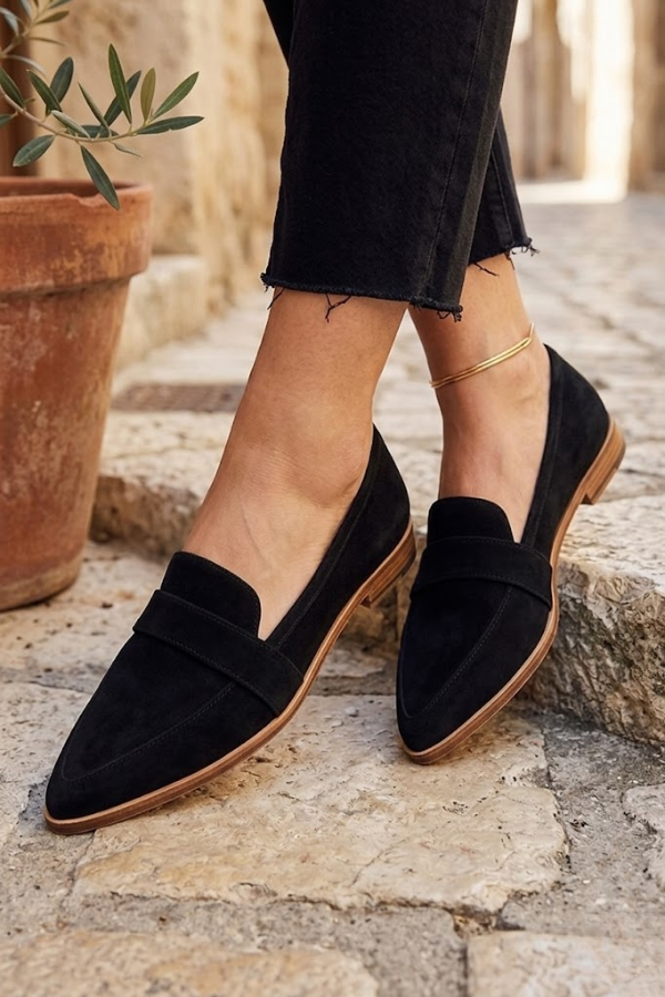 Womens Slip On Spring Loafers Striped Cushioned Sole