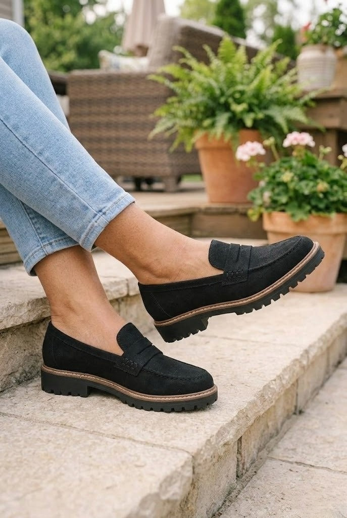 Womens Chunky Sole Rounded Toe Ballet Flats