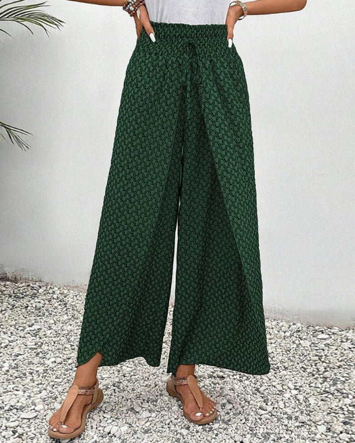Womens Wide Leg Geometric Print Trousers Flowy Relaxed Fit