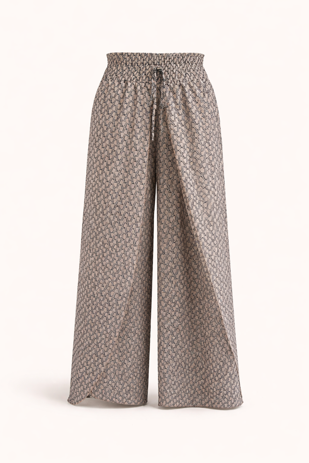 Womens Wide Leg Geometric Print Trousers Flowy Relaxed Fit
