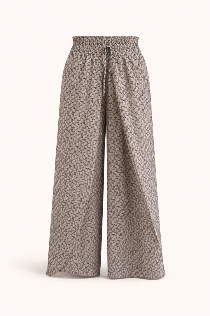 Womens Wide Leg Geometric Print Trousers Flowy Relaxed Fit