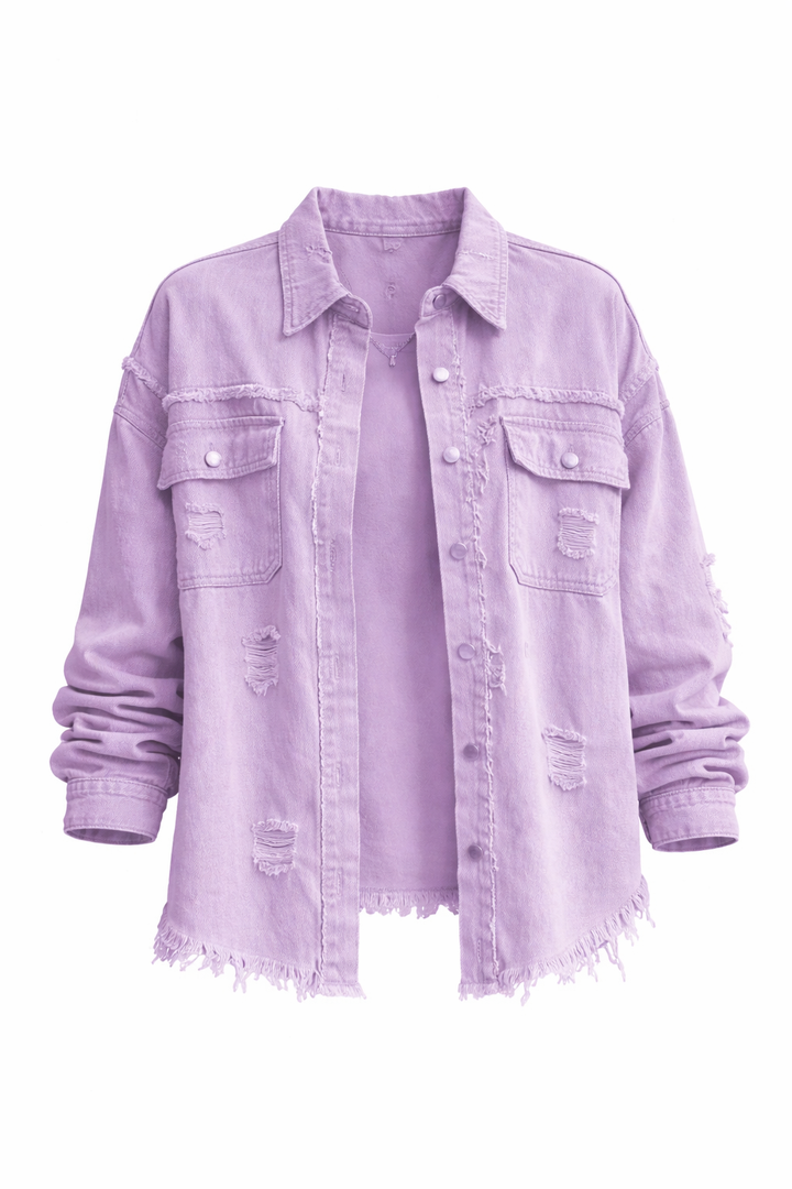 Womens Vintage Inspired Denim Jacket Relaxed Fit