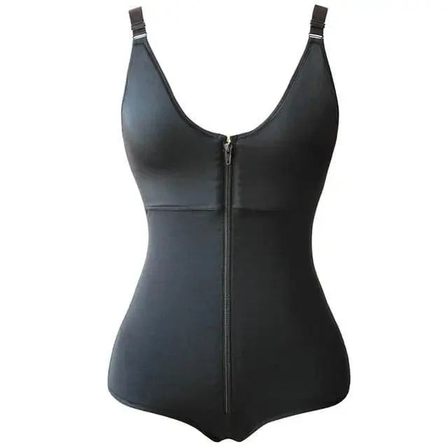 Womens Full Coverage Zip Front Slimming Bodysuit Shaper