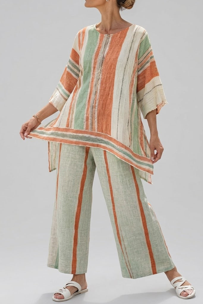 Womens Asymmetric Top and Wide Leg Trousers Two Piece Set
