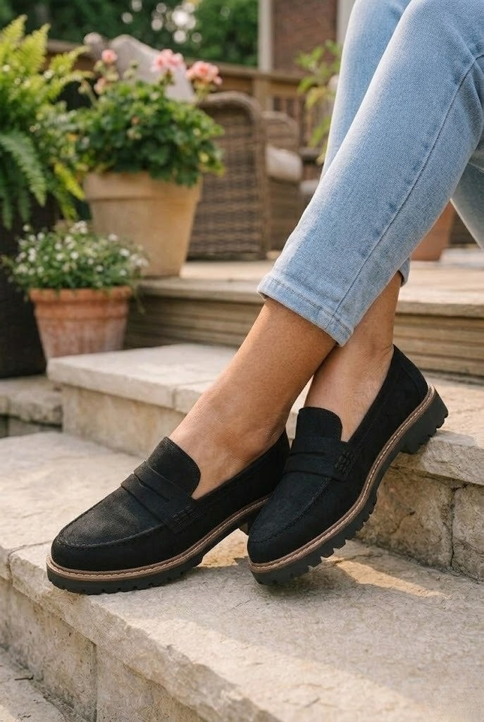 Womens Chunky Sole Rounded Toe Ballet Flats