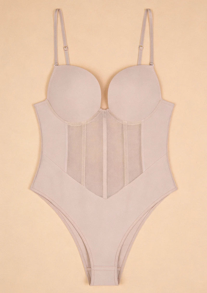 Womens Corset Style Shaping Bodysuit with Crotch Fastening