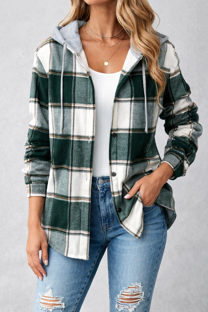 Womens Checkered Lined Cardigan Oversized Cosy Fit