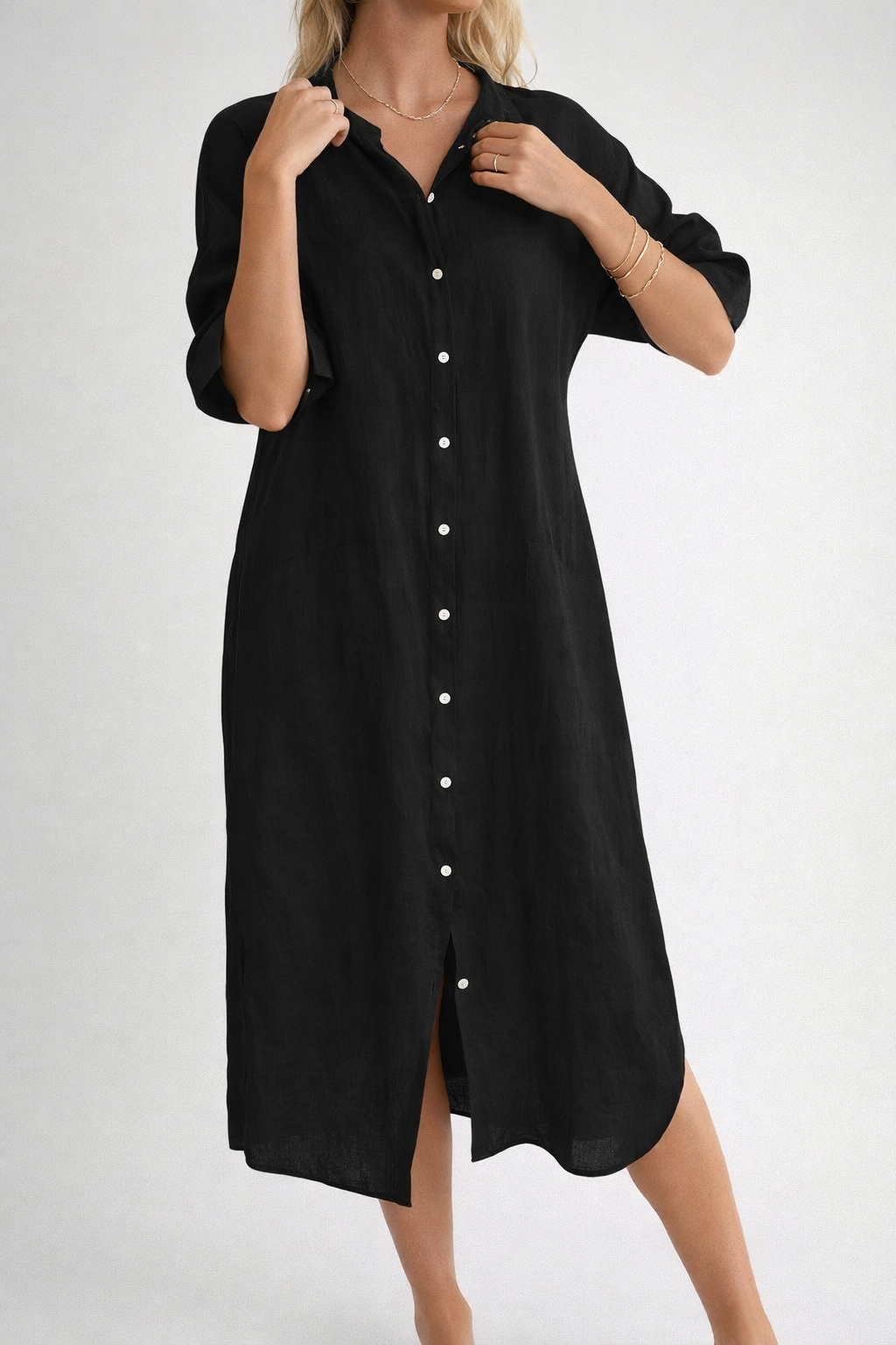 Boho Button Down Shirt Midi Dress Relaxed Summer Style