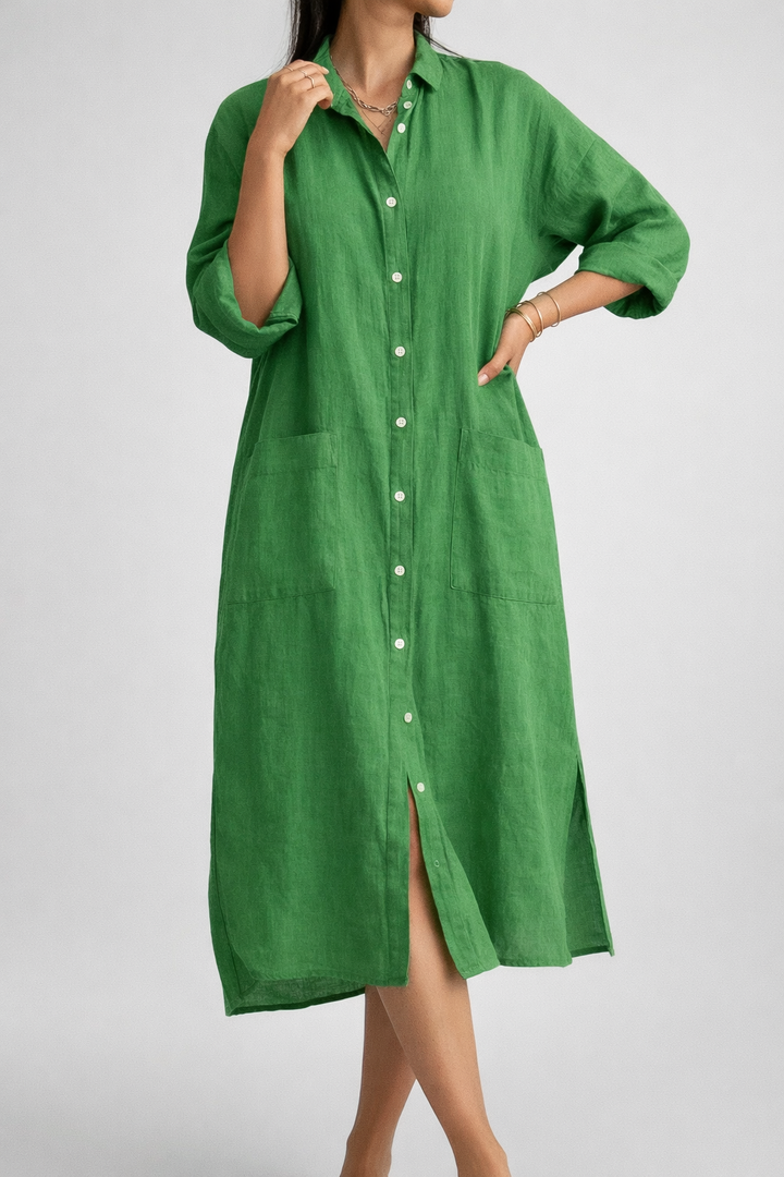 Boho Button Down Shirt Midi Dress Relaxed Summer Style