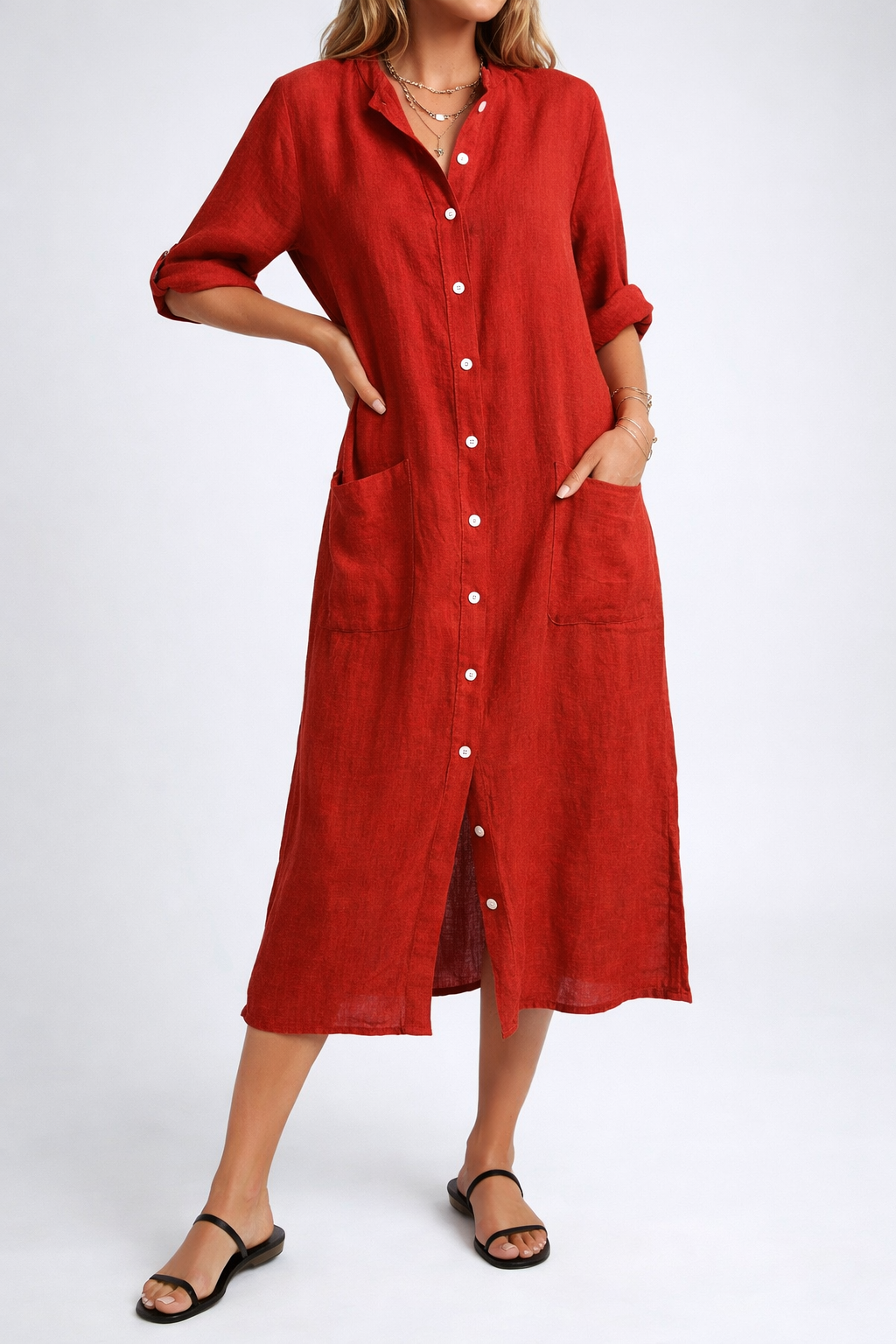 Boho Button Down Shirt Midi Dress Relaxed Summer Style