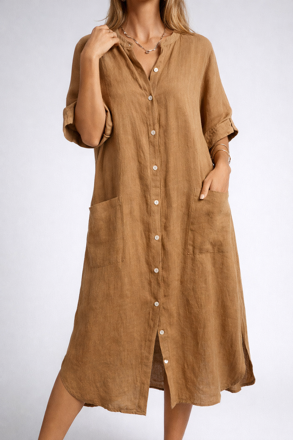 Boho Button Down Shirt Midi Dress Relaxed Summer Style