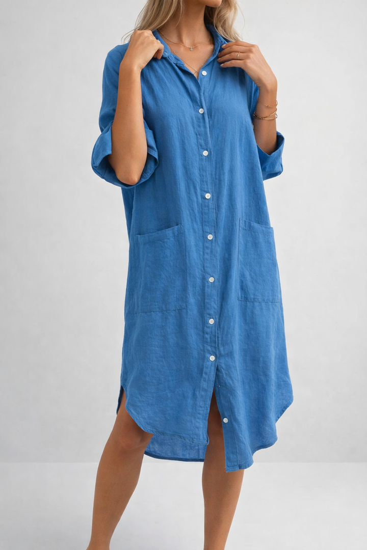 Boho Button Down Shirt Midi Dress Relaxed Summer Style